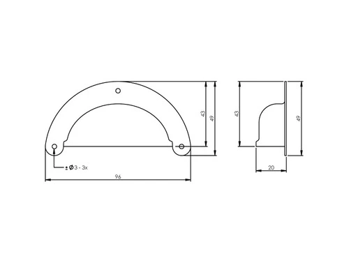 INTERSTEEL Komgreep Nikkel, 96 Mm - Afbeelding 2