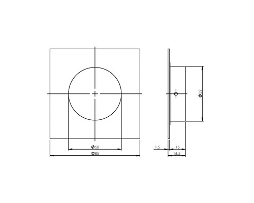 INTERSTEEL Komgreep Vierkant RVS Geborsteld, 85 Mm - Afbeelding 2