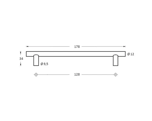 INTERSTEEL Meubelgreep RVS Geborsteld, Ø 12 Mm Lengte 178 Mm - Afbeelding 2