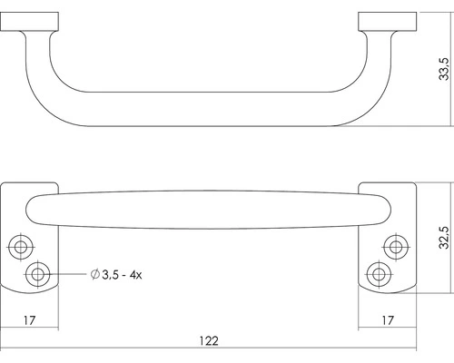 INTERSTEEL Booggreep Nikkel, 122 Mm - Afbeelding 2
