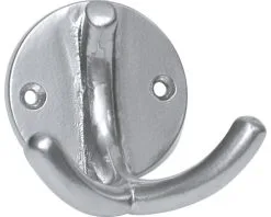 Garderobehaak Aluminium Mat Chroom 57x80x60 Mm Met 2 Haken