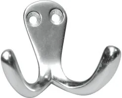 Garderobehaak Aluminium Gepolijst 55x62x30 Mm Met 2 Haken