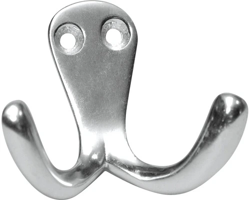 Garderobehaak Aluminium Gepolijst 55x62x30 Mm Met 2 Haken